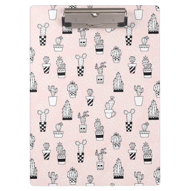Cute Hand Drawn Cactus Pattern Clipboard (Front)
