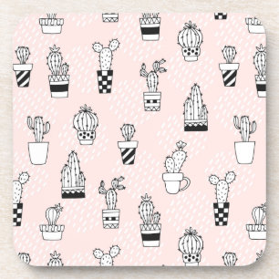 Cute Hand Drawn Cactus Pattern Coaster