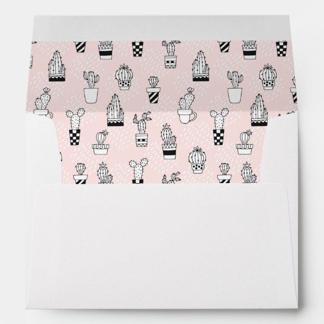 Cute Hand Drawn Cactus Pattern Envelopes (Back (Bottom))