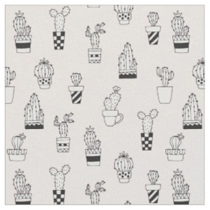 Cute Hand Drawn Cactus Pattern Fabric
