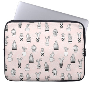 Cute Hand Drawn Cactus Pattern Laptop Sleeve