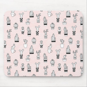 Cute Hand Drawn Cactus Pattern Mouse Mat