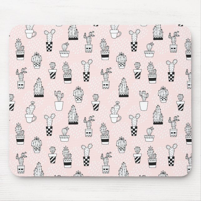 Cute Hand Drawn Cactus Pattern Mouse Mat (Front)