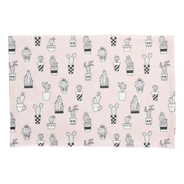 Cute Hand Drawn Cactus Pattern Pillowcase (Front-Left)