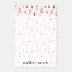 Cute Hand Drawn Cactus Pattern Post-it Notes