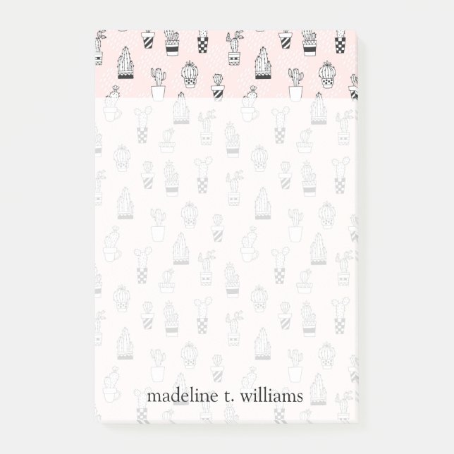 Cute Hand Drawn Cactus Pattern Post-it Notes (Front)