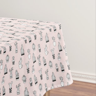 Cute Hand Drawn Cactus Pattern Tablecloth