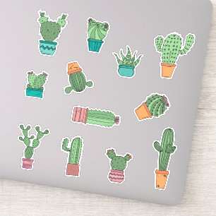 Cute Hand Drawn Cactus Plants in Pots 12 Pack of
