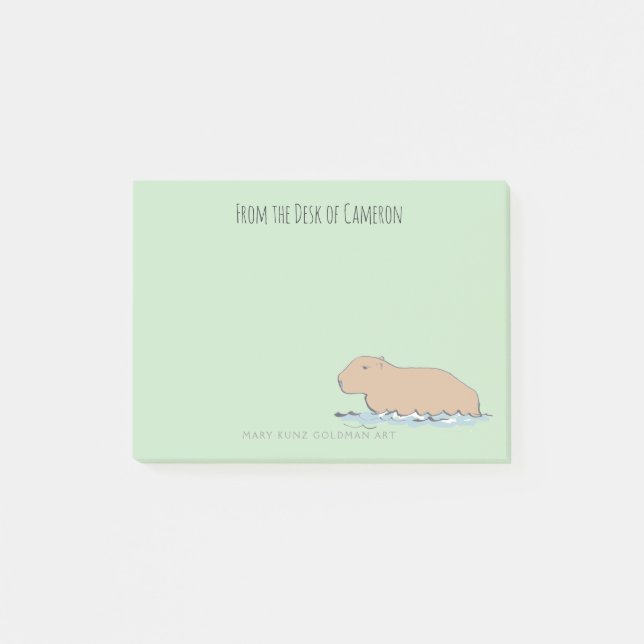 Cute Hand-Drawn Capybara Rainforest Zoo Animal Post-it Notes (Front)