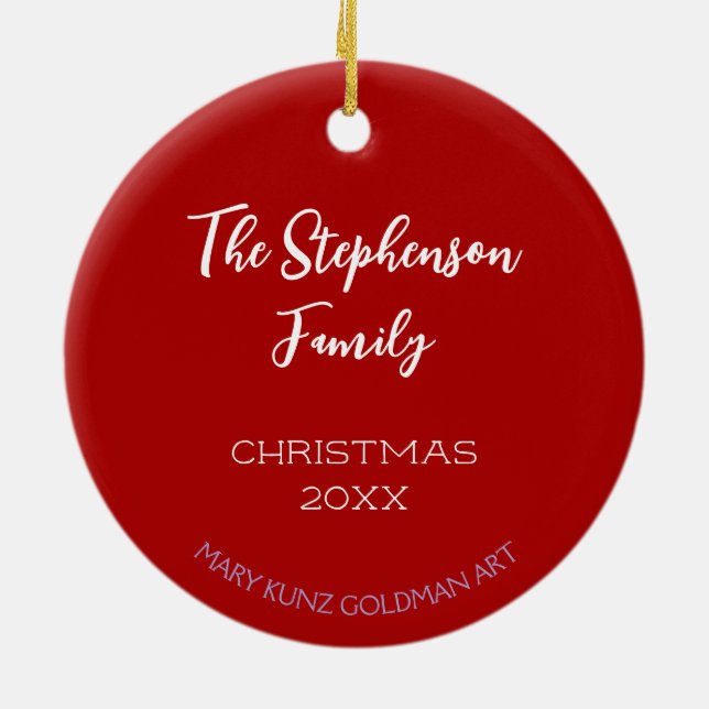 Cute Hand-Drawn Cardinal Personalised Christmas Ceramic Tree Decoration (Back)
