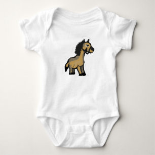Cute Hand Drawn Cartoon Horse Art Baby Bodysuit
