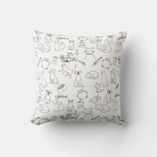 Cute Hand-Drawn Cat Doodles Cushion