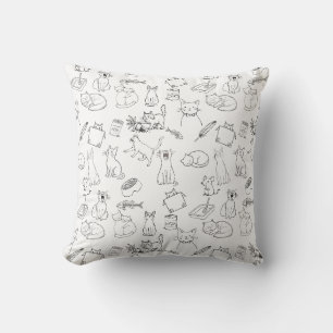Cute Hand-Drawn Cat Doodles Cushion