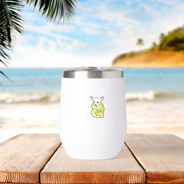 Cute Hand Drawn Chihuahua Wrapped in Yellow Blanke (Beach (Rotated))