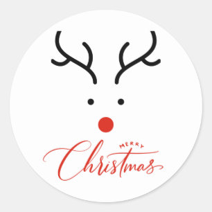 Cute hand drawn Christmas reindeer Classic Round Sticker