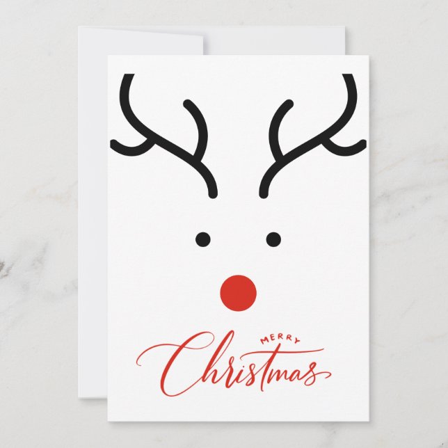 Cute hand drawn Christmas reindeer Holiday Card (Front)
