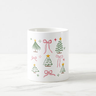 Cute Hand Drawn Christmas Trees and Bows Pattern Coffee Mug