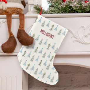 Cute hand drawn Christmas trees Small Christmas Stocking