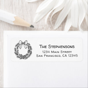 Cute Hand Drawn Christmas Wreath Return Address