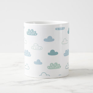 Cute Hand Drawn Cloud Pattern Large Coffee Mug