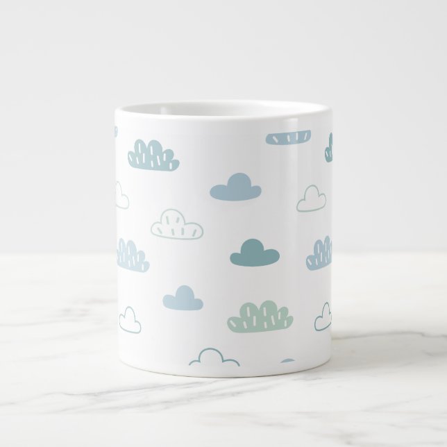 Cute Hand Drawn Cloud Pattern Large Coffee Mug (Front)