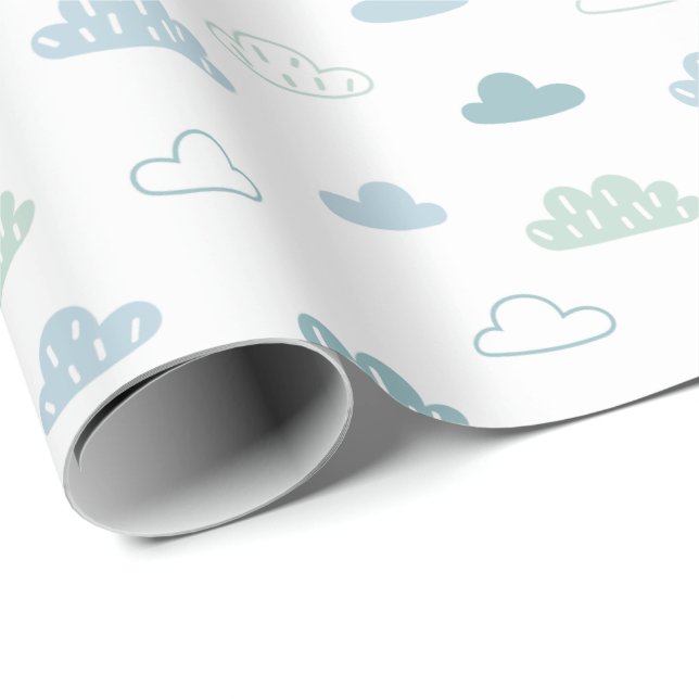 Cute Hand Drawn Cloud Pattern Wrapping Paper (Roll Corner)