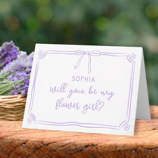 Cute Hand Drawn Coquette Bow Flower Girl Proposal Card