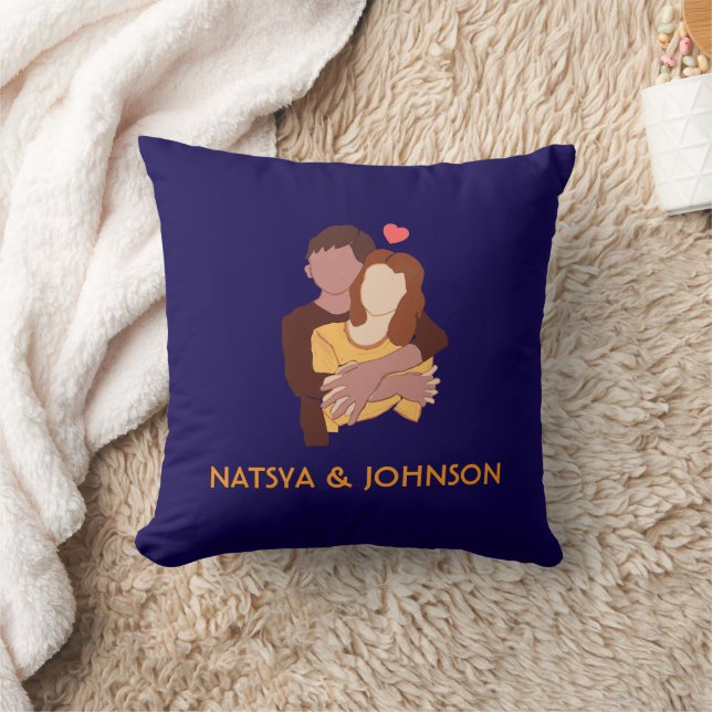 cute hand drawn couple pic with couple names cushion (Blanket)