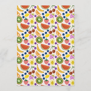 Cute Hand-drawn Doodle Fruits Seamless Pattern Invitation