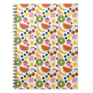 Cute Hand-drawn Doodle Fruits Seamless Pattern Notebook