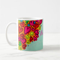 Cute Hand Drawn Doodle Hearts and Flowers