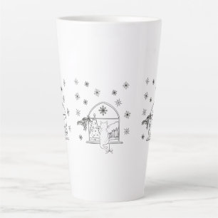 Cute hand drawn festive Christmas Holiday Cat Latte Mug