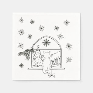 Cute hand drawn festive Christmas Holiday Napkin