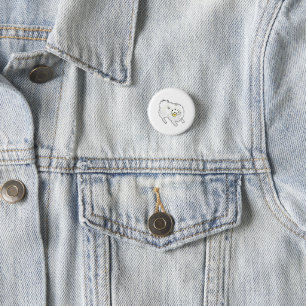 Cute Hand Drawn Fluffy White Dog Holding Yellow To 3 Cm Round Badge