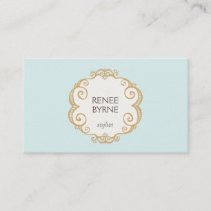 Cute Hand Drawn Frame Fashion and Beauty Turquoise Business Card