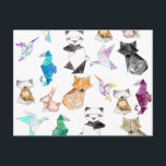 Cute Hand Drawn Geometric Paper Origami Animals Postcard<br><div class="desc">This cute and modern hand drawn geometric paper origami animals pattern is perfect for the trendy and stylish animal lover. Its adorable and contemporary print includes; a panda, a fox, a kitty cat, a bunny rabbit, a bird, and a seahorse. Enjoy this hand painted watercolor and artistic print for your...</div>