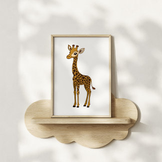 Cute Hand-Drawn Giraffe Nursery Art Poster