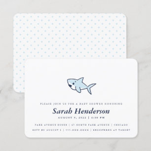 Cute Hand-Drawn Girl Shark Baby Shower Boy Invitation