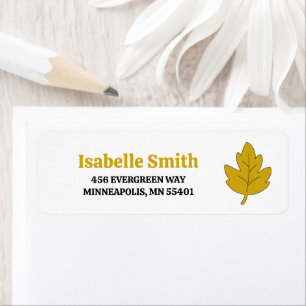 Cute Hand-Drawn Gold Fall Leaf Return Address