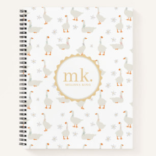 Cute Hand Drawn Goose & Daisies Baby Keepsake Notebook
