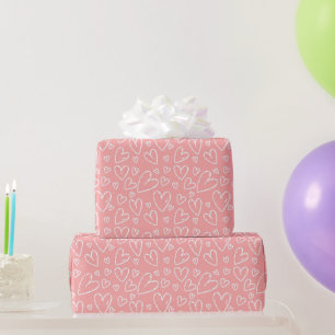 Cute Hand Drawn Heart Love Pattern Wrapping Paper