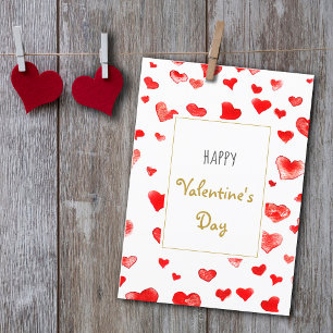 Cute Hand drawn Hearts Happy Valentine's Day Holiday Card