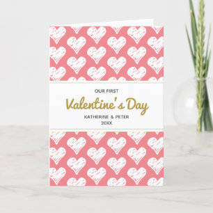 Cute Hand drawn Hearts Our First Valentine's Day  Holiday Card