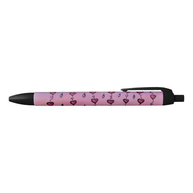 Cute hand-drawn hearts rain black ink pen (Top)