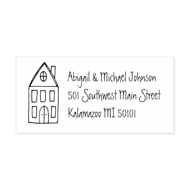 Cute Hand-Drawn House Name & Address Stamp (Design)