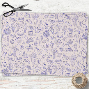 Cute Hand Drawn Italian Food and Flowers Kitchen Tissue Paper