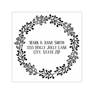 Cute Hand Drawn Leaf Berry Frame Return Address Self-inking Stamp