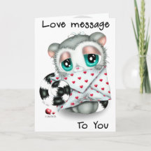 Cute Hand-Drawn Lemur with Love Letter