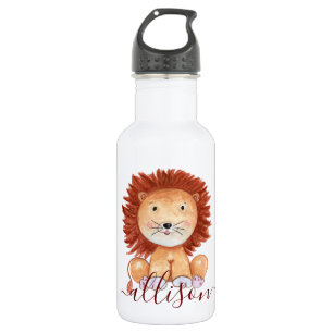 Cute hand drawn lion personalised kids 532 ml water bottle