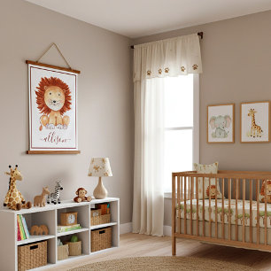 Cute hand drawn lion personalised kids   hanging tapestry